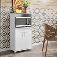Balcão de Cozinha Modulado para Forno e Microondas 67cm 2 Portas 1 Gaveta Barcelona Notável Branco