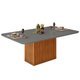 Mesa de Sala Jantar Canes c/Tampo Madeirado Vidro Curvo 200x100cm Freijo/Cinza Urbano - DJ Móveis
