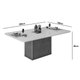Mesa de Sala Jantar Canes c/Tampo Madeirado Vidro Curvo 200x100cm Freijo/Cinza Urbano - DJ Móveis