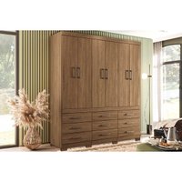 Guarda Roupa Solteiro 6 Portas e 9 Gavetas c/ Pés Star 6.9 Jatoba - Santos Andirá