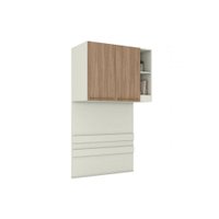 Modulado de Quarto Armário Ponte Aéreo Solteiro MC12 Seletto c/ 2 Portas e 2 Nichos Areia/Jequitibá - Henn
