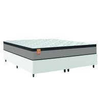 Cama Box Colchão Casal Queen Molas Ensacadas Real 158x198x65cm Linho Branco / Preto Inducol