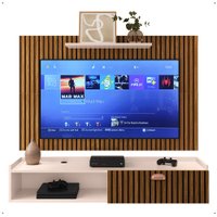 Kit Sala Estar Completa Rack Suspenso Home Classic Painel Star Tv 32 Polegadas Off White/Ripado - Lojas RPM