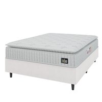 Cama Box Colchão Casal Espuma D45 Lazio Pillow Top 138x188x67cm Branco Linho Hellen - Suporta até 120kg por Pessoa