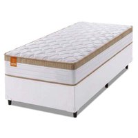 Cama Box Colchão Solteiro Molas Ensacadas Real 88x188x65cm Branco Bege Inducol - Suporta até 130kg p/ Pessoa