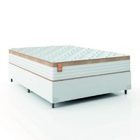 Cama Box Colchão Casal Queen Molas Ensacadas Real 158x198x65cm Linho Branco / Bege Inducol
