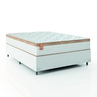 Cama Box Colchão Casal Molas Ensacadas Real 138x188x65cm Linho Branco / Bege Inducol - Suporta até 130kg por Pessoa