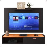 Kit Sala Estar Completa Rack Suspenso Home Classic Painel Star Tv 32 Polegadas Preto/Cinamomo - Lojas RPM