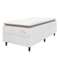 Cama Box Colchão Solteiro Molas Ensacadas City Pillow Top 88x188x61cm Linho Branco / Bege Hellen Cama Box Colchão Solteiro Molas Ensacadas City Pillow Top 88x188x61cm Linho Branco / Bege Hellen