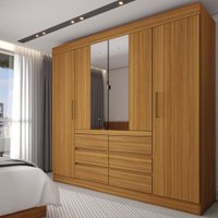 Guarda-Roupa Casal Honey 4 Portas 6 Gavetas com Espelho Freijó - Panorama Móveis