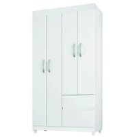 Guarda Roupas Solteiro 4 Portas 2 Gavetas Branco/Rosa Flex Lótus Demóbile