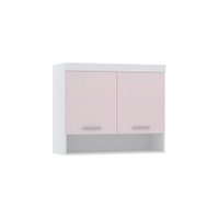 Armário Aéreo Maleiro Modulado 97cm 2 Portas Alpes Luciane Móveis Branco/Rosa