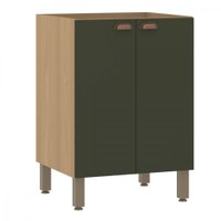 Balcão 2 Portas Com Tampo 60cm Luciane Classic Verde/Freijo