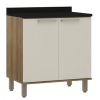 Balcão 2 Portas Com Tampo 80cm Luciane Isis Avela/Mocca