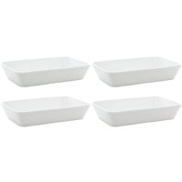 Kit 4 Travessas de Porcelana Branca 26x17x5cm Refratário Lin