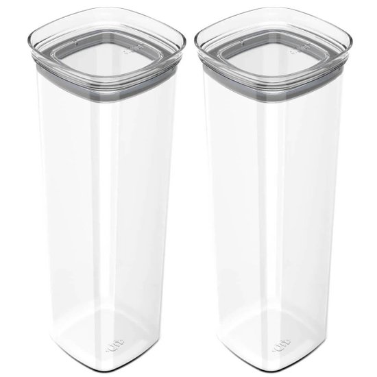 Conjunto 2 Potes Porta Mantimentos com Tampa Vedação Hermética 2L Ou Transparente