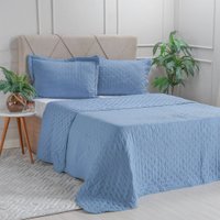 Kit Colcha Queen Santorini Super Macia 240x260 Enseada Azul