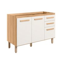 Balcao 02 Portas 120cm Sem Tampo 16988 Freijo Off White Cristal Nicioli