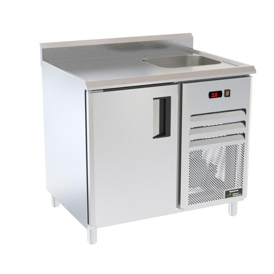 Balcão Refrigerados Venâncio 100cm Linha Prime Inox Borda Espelhada com Cuba 220V PCFRH10-39335