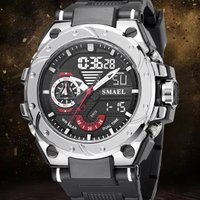 Relógio Masculino Smael AnaDigi 8060 Preto e Prata