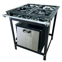 Fogão Alta Pressão 4 Bocas Alcazon com Forno 75 Litros Tampa Inox ACZ-009+ACZF-004