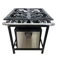 Fogão Baixa Pressão 4 Bocas Alcazon com Forno 75 Litros Tampa Inox ACZ-004+ACZF-003