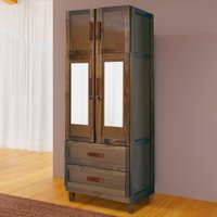 Guarda-Roupa Casal Piauí 4 Portas 2 Gavetas 1 Prateleira com Espelho Clean Imbuia Natural - Rodmóveis