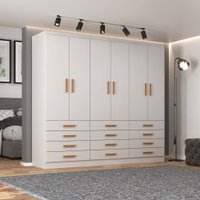 Guarda-Roupa Casal New Mônaco 6 Portas 12 Gavetas Branco - Evidência Móveis
