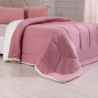 Coberdrom Duetto King Malha 100% Algodão Sherpa 240x260cm Rosê Smoke