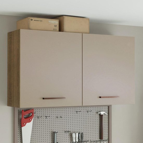 Armário Aéreo Multiuso 120cm 2 Portas Rustic/Crema Agata Madesa