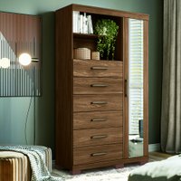 Comoda Santos Andira Maraba 1 Porta 6 Gavetas 309666EP Jatoba