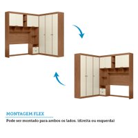 Guarda Roupa de Canto com 7 Portas 4 Gavetas e Cabeceira Lugano Santos Andirá Jatoba/Areia