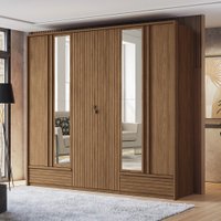 Guarda Roupa Casal 252cm 6 Portas 5 Gavetas Democrata Santos Andirá Jatoba