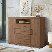 Cômoda 2 Portas e 4 Gavetas com Rodízios Havana Master Santos Andirá Jatoba