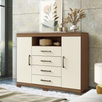 Cômoda 2 Portas e 4 Gavetas com Pés Havana Master Santos Andirá Jatoba/Areia