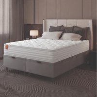 Cama Box Baú Colchão Casal King Molas Ensacadas Real 193x203x68cm Branco / Cinza Inducol - Suporta até 130kg por Pessoa
