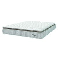 Colchão Casal King Molas Ensacadas City Pillow Top 193x203x23cm Branco / Bege Hellen - Suporta até 110kg por Pessoa