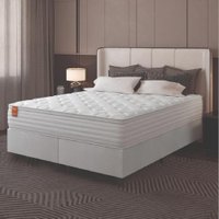 Cama Box Colchão Casal King Molas Ensacadas Real 193x203x65cm Linho Branco Inducol - Suporta até 130kg por Pessoa