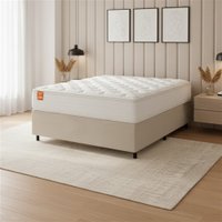 Cama Box Colchão Casal King Molas Ensacadas Real 193x203x65cm Linho Branco Inducol - Suporta até 130kg por Pessoa