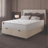 Cama Box Baú Colchão Casal King Molas Ensacadas Real 193x203x68cm Branco/Bege Inducol - Suporta até 130kg por Pessoa