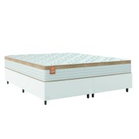 Cama Box Colchão Casal King Molas Ensacadas Real 193x203x65cm Branco / Bege Linho Inducol - Suporta até 130kg por Pessoa