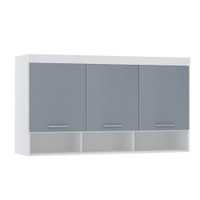 Armário Aéreo Maleiro Modulado 145cm Com 3 Portas Alpes Luciane Móveis Branco/Grey Sky