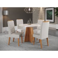 Conjunto Sala de Jantar Mesa Columbia Com 4 Cadeiras Iza Viero Mel/Blonde/Veludo Marfim