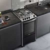 Fogão 4 Bocas com Mesa Inox Dako Magister Preto, Bivolt