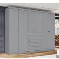 Guarda Roupa Henn Americano Com 6 Portas 4 Gavetas D205-05 Cinza