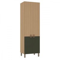 Paneleiro Simples C/ 4 Portas 70cm Luciane Classic Verde/Freijo