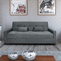 Sofa Cinza Cama Lavinia Matrix3 Lugares