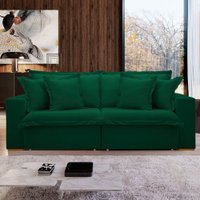 Sofá Cama 3 Lugares Arizona Retrátil 20735 Veludo Verde  - Celflex