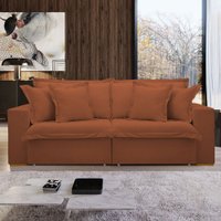 Sofá Cama 3 Lugares Arizona Retrátil Veludo Terracota - Celflex