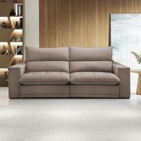 Sofá 4 Lugares Martinho Retrátil 20585 Veludo Bege Escuro - Celflex